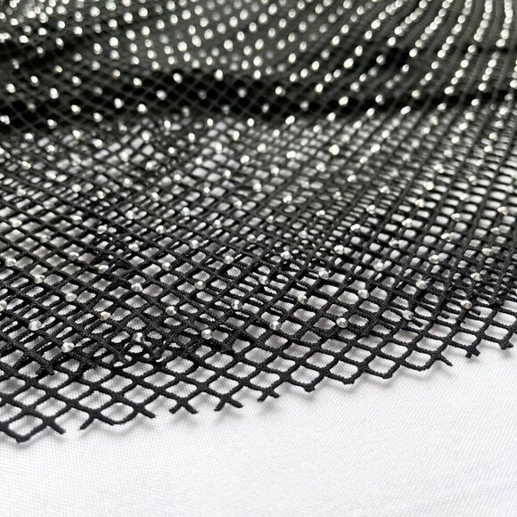 NWT HAUTE HIPPIE BLACK RHINESTONE MESH EMBELLISHED DRESS - Picture 12 of 13